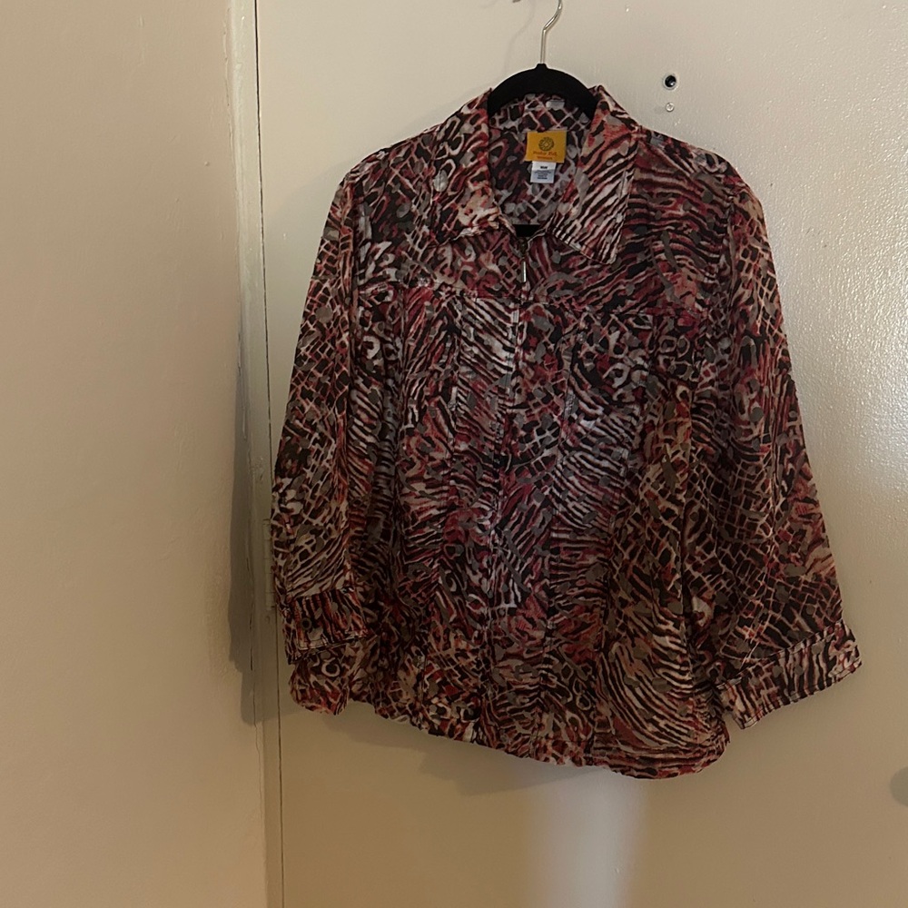 Multicolor Patterned Zip Up Jacket. Artsy, Lagenl… - image 1